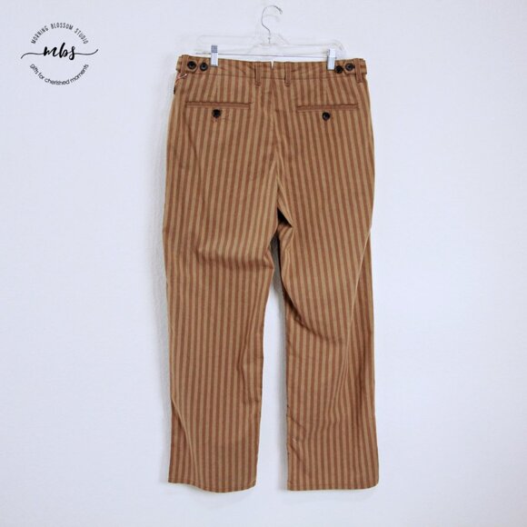 NWT Nordstrom x House of Aama Henry Workwear Stripes Pants Brown Tan Men 34x32 - Picture 4 of 11